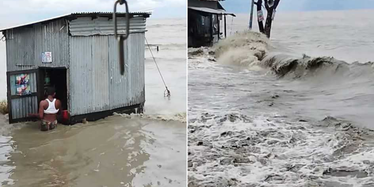 সাগরে সৃষ্টি হওয়া গভীর নিম্নচাপের প্রভাবে, হাতিয়ার নিম্নাঞ্চল প্লাবিত