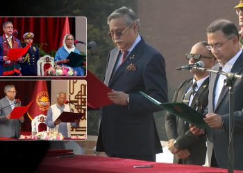 তিন বছরে তিন সরকার: শপথ পড়ালেন রাষ্ট্রপতি সাহাবুদ্দিন