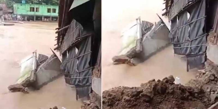 সুনামগঞ্জে পাহাড়ি ঢলে ঘর ভেঙে নদীতে, শিকলে বাঁধা যুবক নিখোঁজ