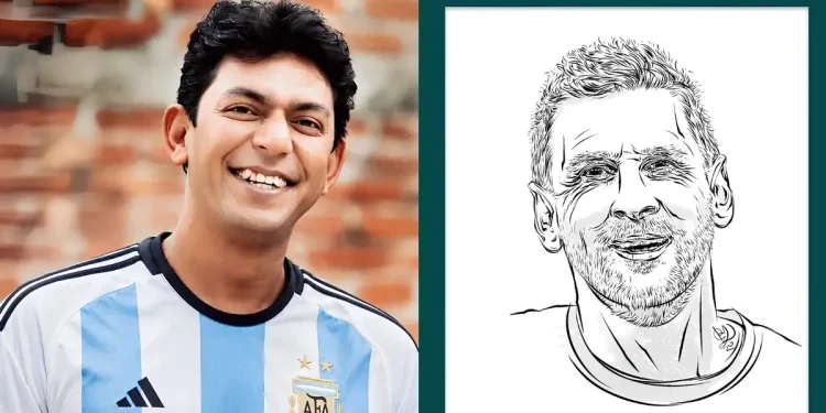 মেসির ছবি এঁকে প্রশংসায় ভাসছেন চঞ্চল চৌধুরী