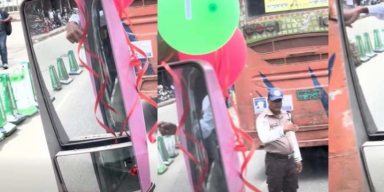 প্রথম দিনেই পিংক বাসে ধাক্কা, জরিমানা গুনল বলাকা